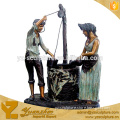 Garden Bronze Boy & Girl at Well Fountain GBF-C053V